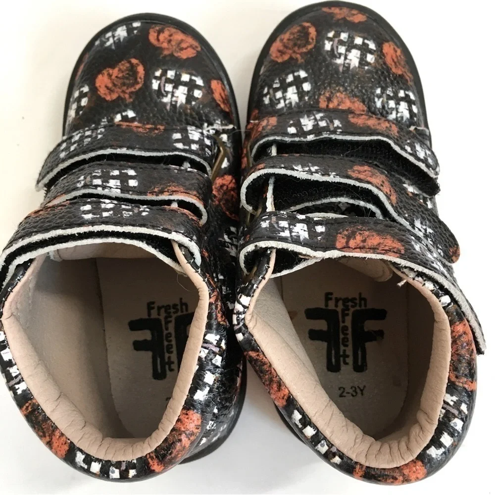 Fresh Feet Toddler Little Boy's Graffiti Graphic All Leather Ankle Boots Shoes